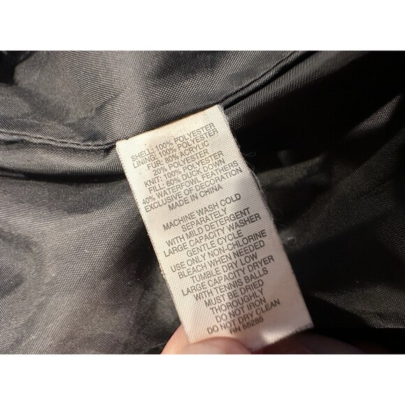 Y2K jacket zip Fur Hood Puffer Jacket XS Crop Bomber Black Down Express - Picture 8 of 14